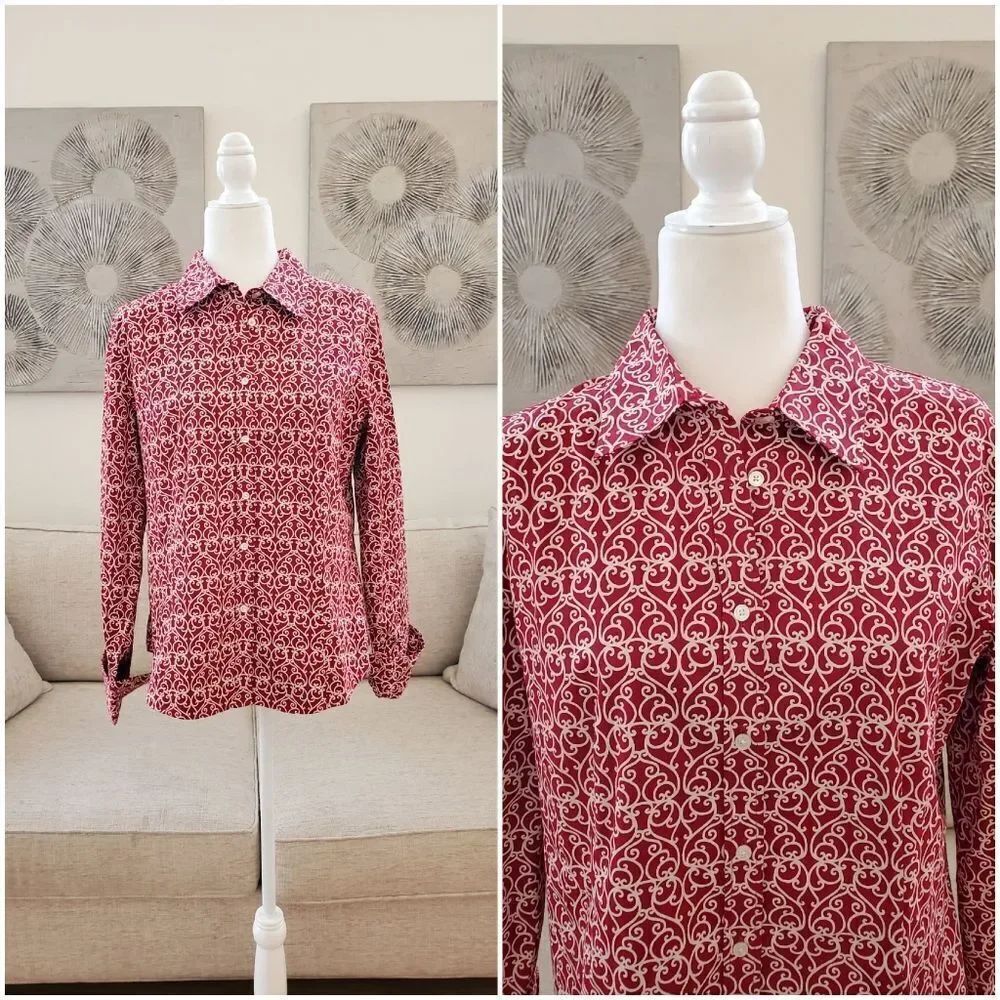 🌹 TALBOTS 🌹 NEW - Modern Classic Button Down Shirt - [Size 16, Red]